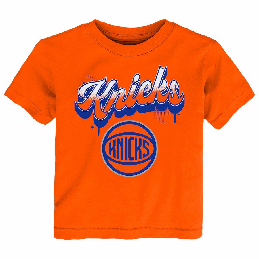 Youth New York Knicks Orange Bubbly Script T-Shirt