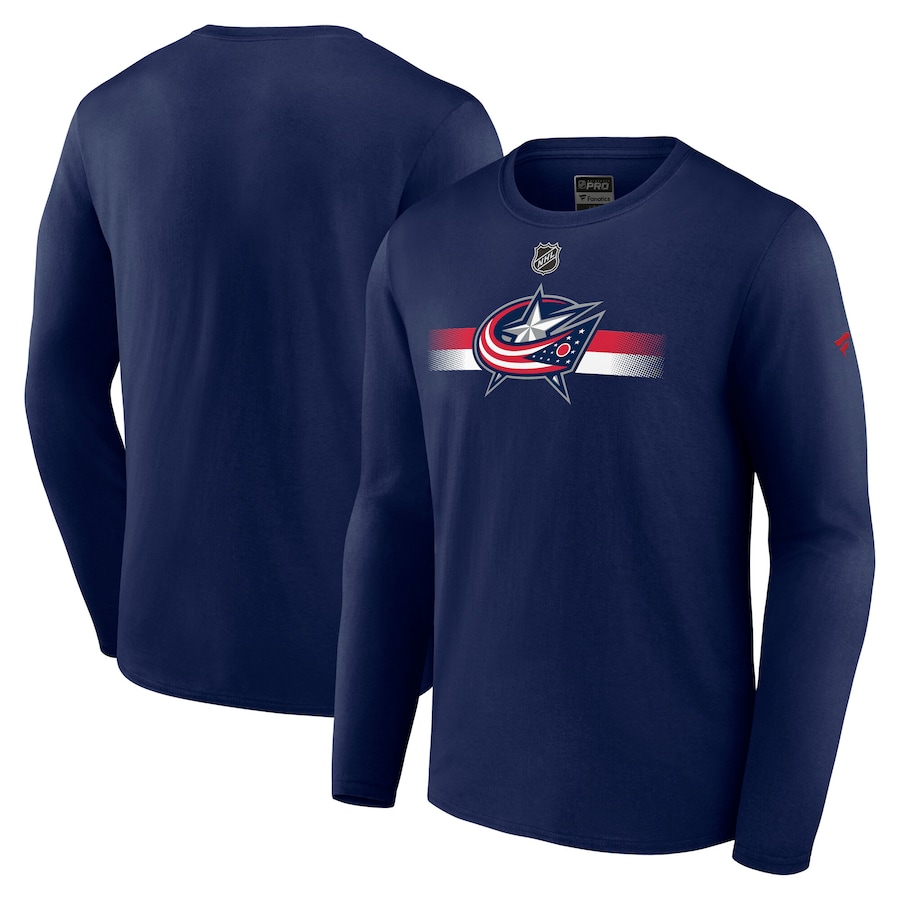 Men's Columbus Blue Jackets Fanatics Navy Authentic Pro Secondary Long Sleeve T-Shirt