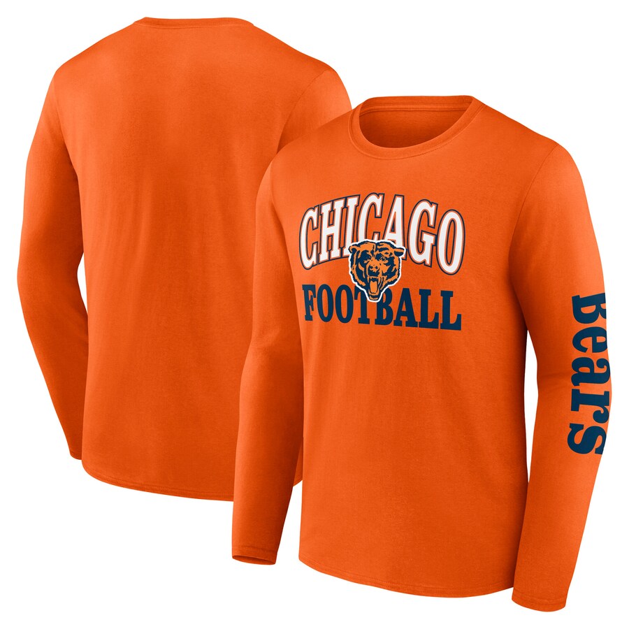 Men's Chicago Bears Fanatics Orange Vintage Combo Up Two Long Sleeve T-Shirt