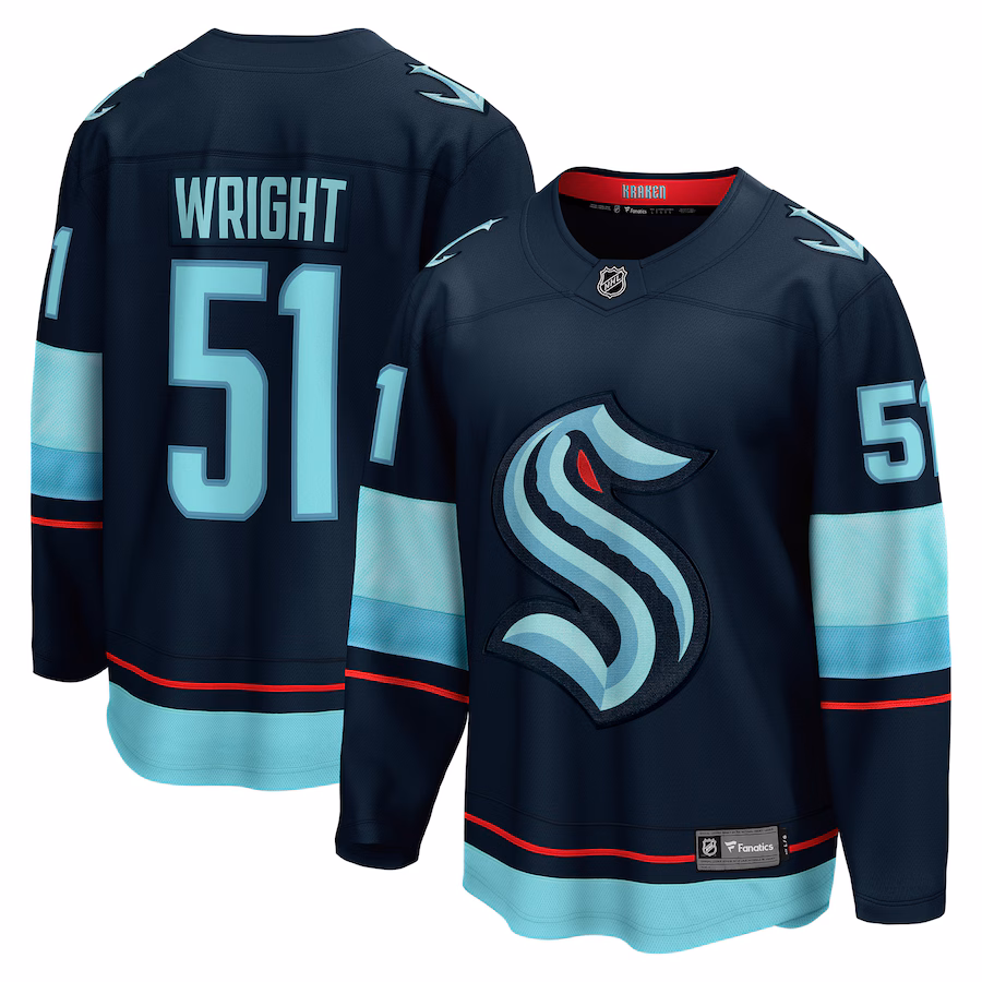 Men's Seattle Kraken Shane Wright Fanatics Deep Sea Blue Home Breakaway Player Jersey
