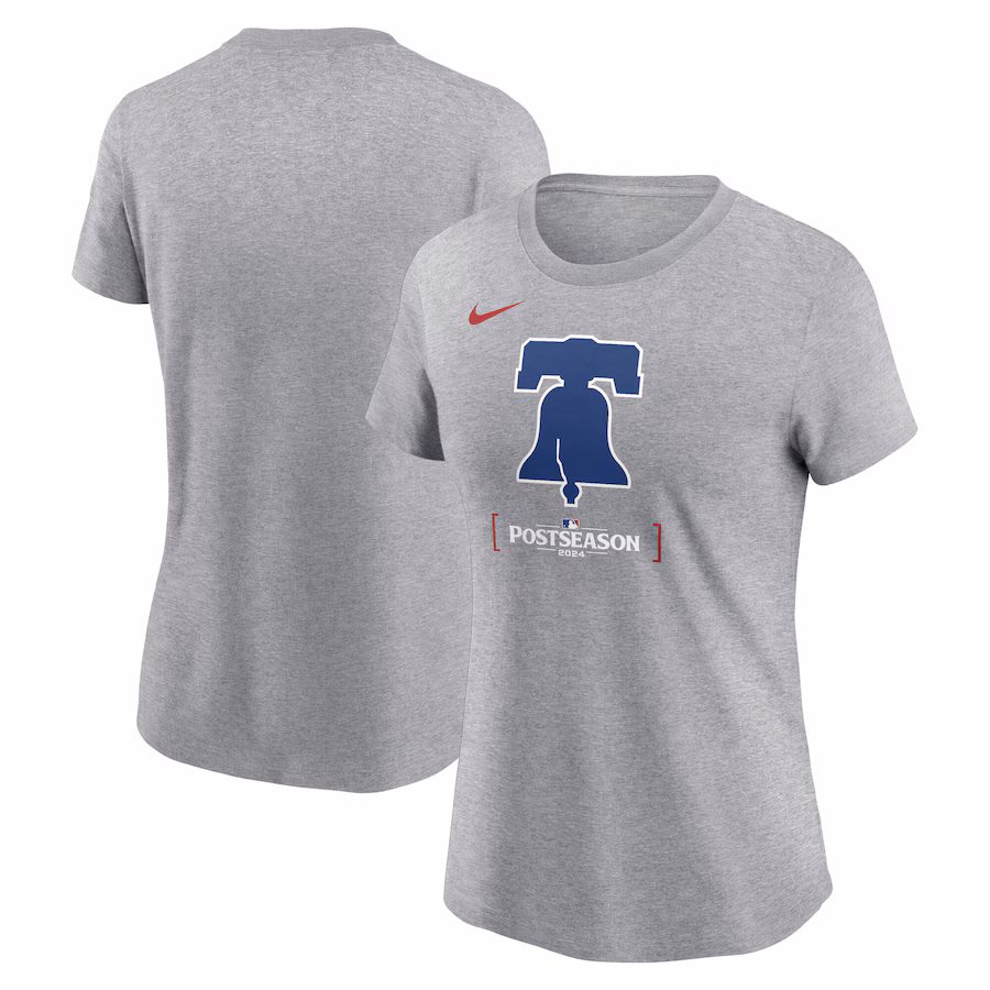 Women's Philadelphia Phillies Nike Heather Gray 2024 MLB Postseason Authentic Collection T-Shirt