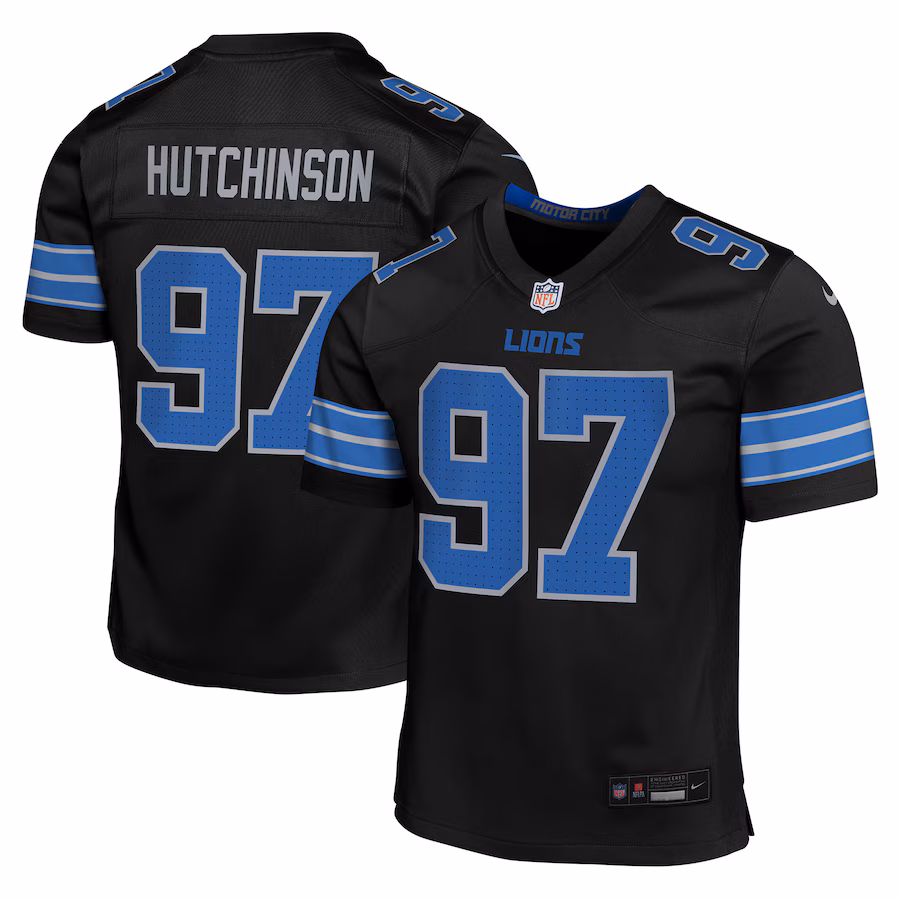 Youth Detroit Lions Aidan Hutchinson Nike Black Game Jersey