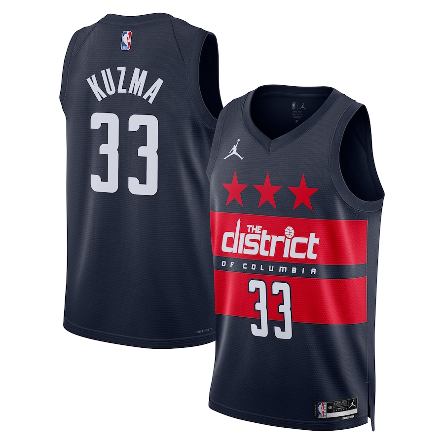 Unisex Washington Wizards Kyle Kuzma Jordan Brand Navy 2024/25 Swingman Jersey - Statement Edition