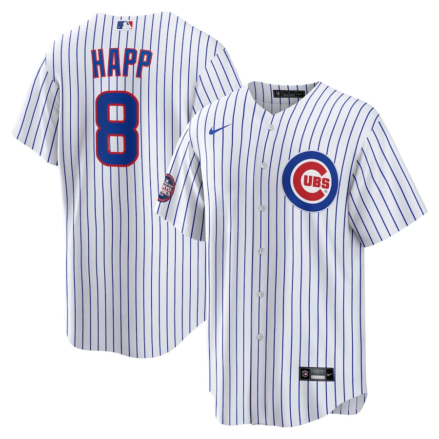 Men's Chicago Cubs Ian Happ Nike White 2025 MLB World Tour: Tokyo Series Home Replica Player Jersey