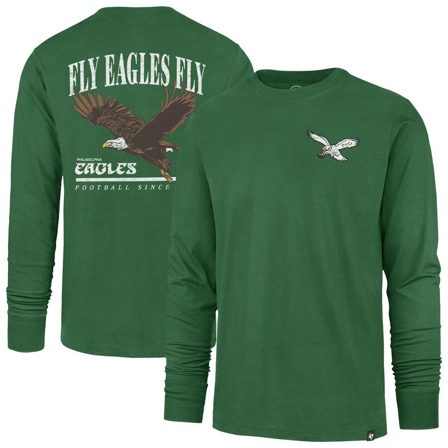 Men's Philadelphia Eagles '47 Kelly Green Regional Backer Franklin Long Sleeve T-Shirt