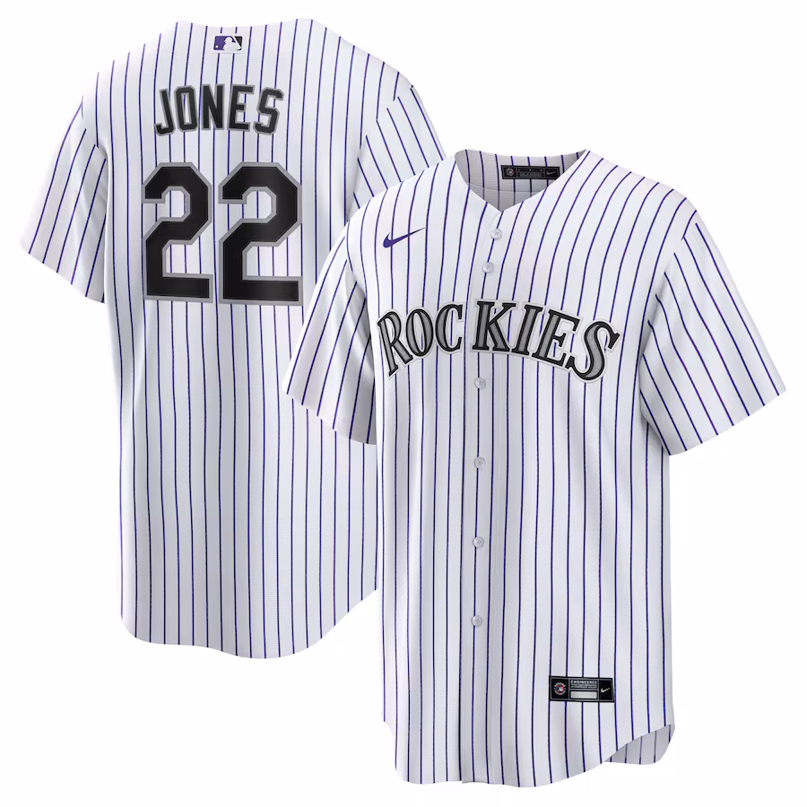 Men's Colorado Rockies Nolan Jones Nike White Home Replica Jersey