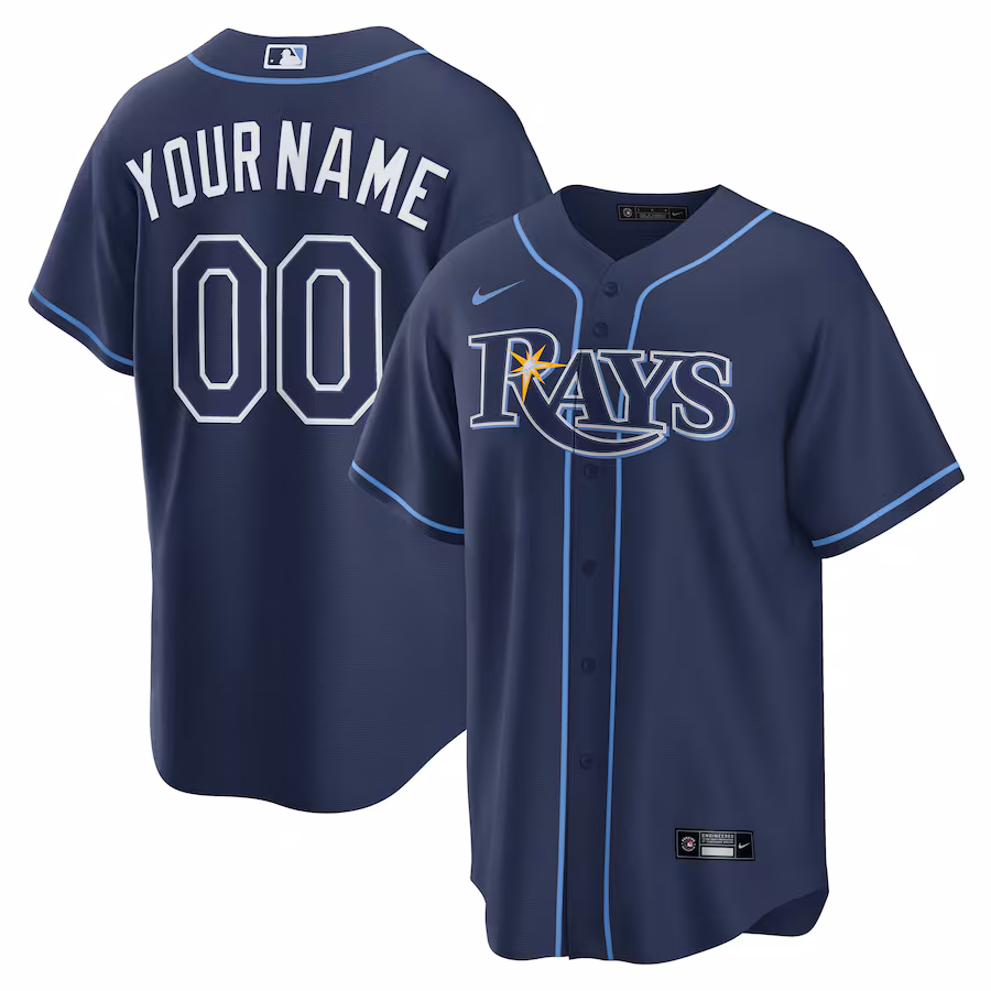 Men's Tampa Bay Rays Nike Navy Away Custom Replica 2.0 Jersey