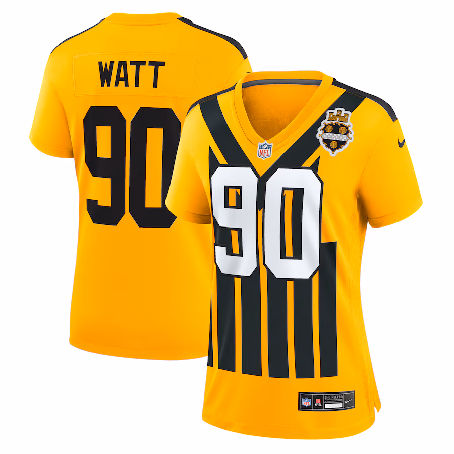 Women's Pittsburgh Steelers T.J. Watt Nike Gold Alternate 1933 Throwback Game Jersey