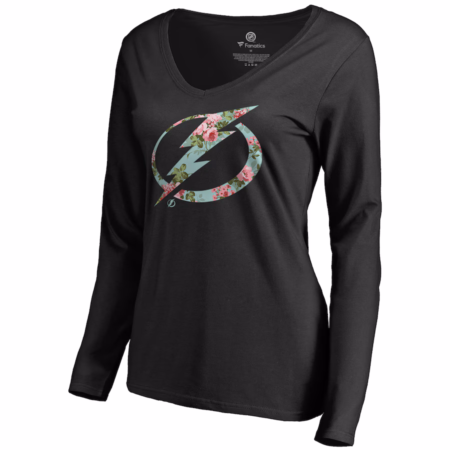 Women's Tampa Bay Lightning Black Lovely Long Sleeve V-Neck T-Shirt