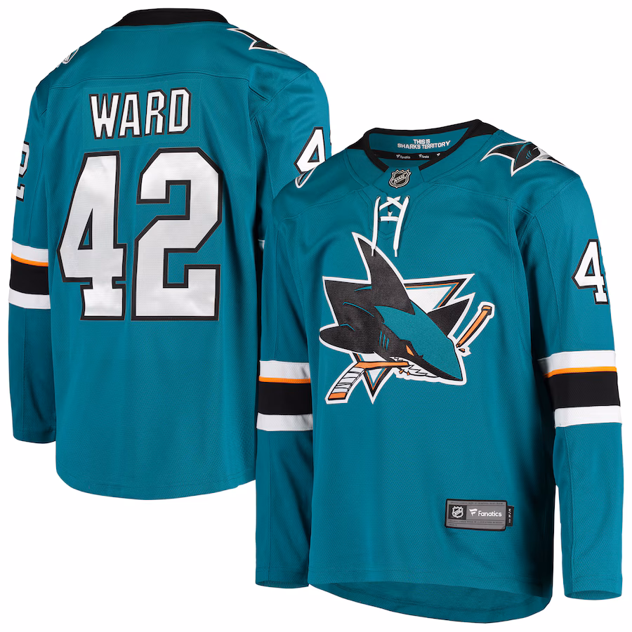 Men's San Jose Sharks Joel Ward Fanatics Teal Breakaway Home Player Jersey