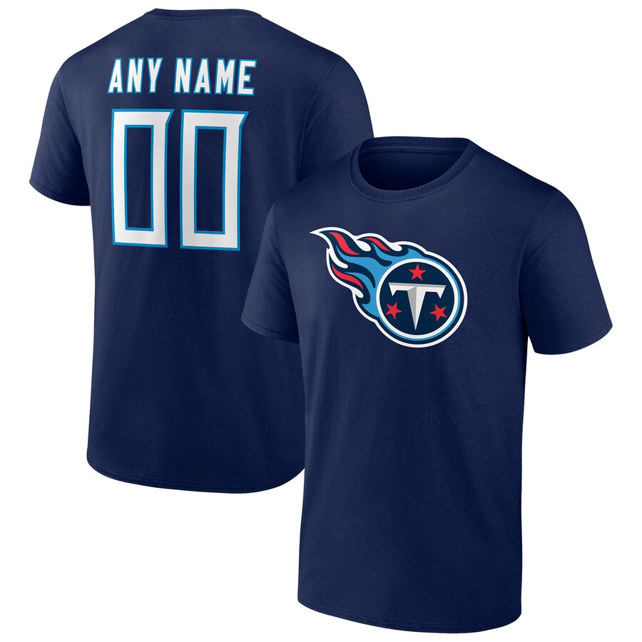 Men's Tennessee Titans Navy Team Authentic Personalized Name & Number T-Shirt
