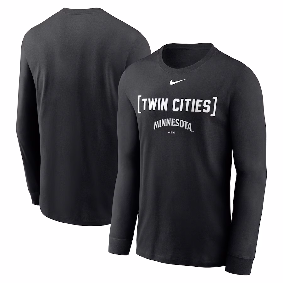 Men's Minnesota Twins Nike Black Local Nickname Long Sleeve T-Shirt