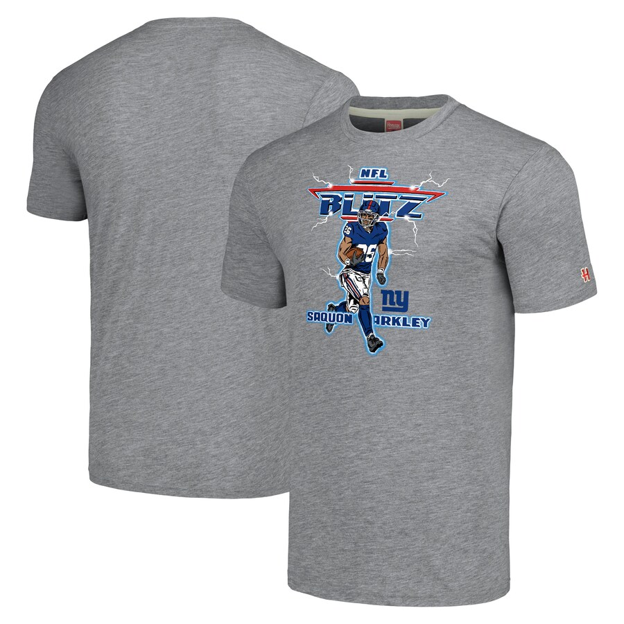 Men's New York Giants Saquon Barkley Homage Heathered Gray NFL Blitz Player Tri-Blend T-Shirt