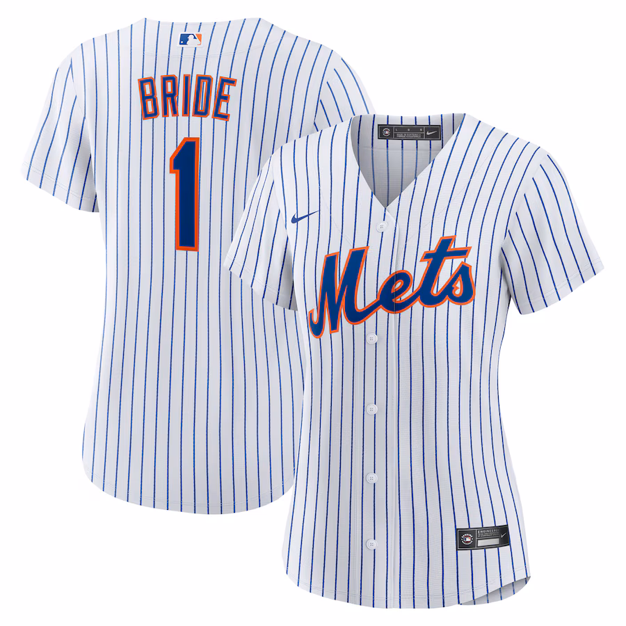 Women's New York Mets Nike White #1 Bride Home Replica Jersey