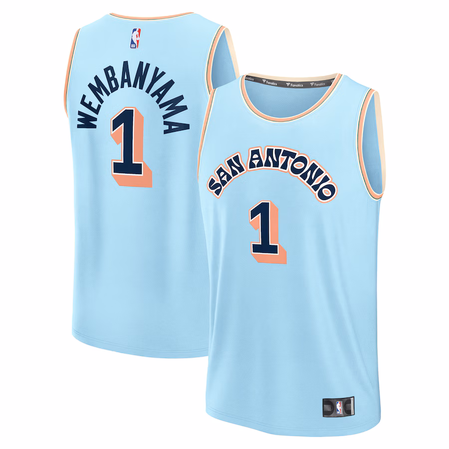 Men's San Antonio Spurs Victor Wembanyama Fanatics Light Blue 2024/25 Fast Break Player Jersey - City Edition