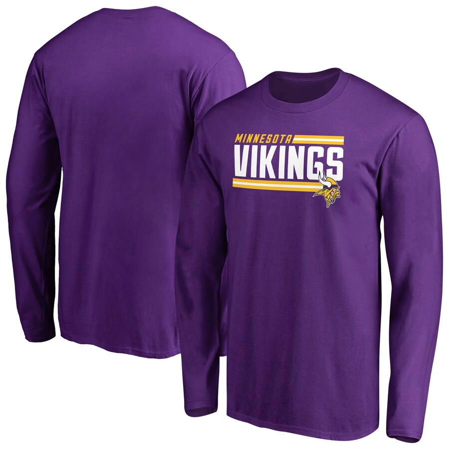 Men's Minnesota Vikings Purple Iconic Collection On Side Stripe Long Sleeve T-Shirt