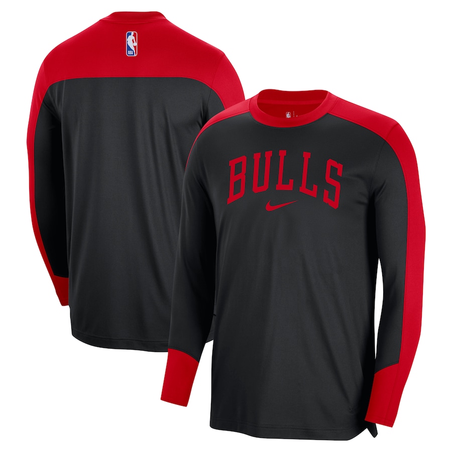 Men's Chicago Bulls Nike Black 2024/25 Authentic Pre-Game Legend Long Sleeve Shooting Shirt
