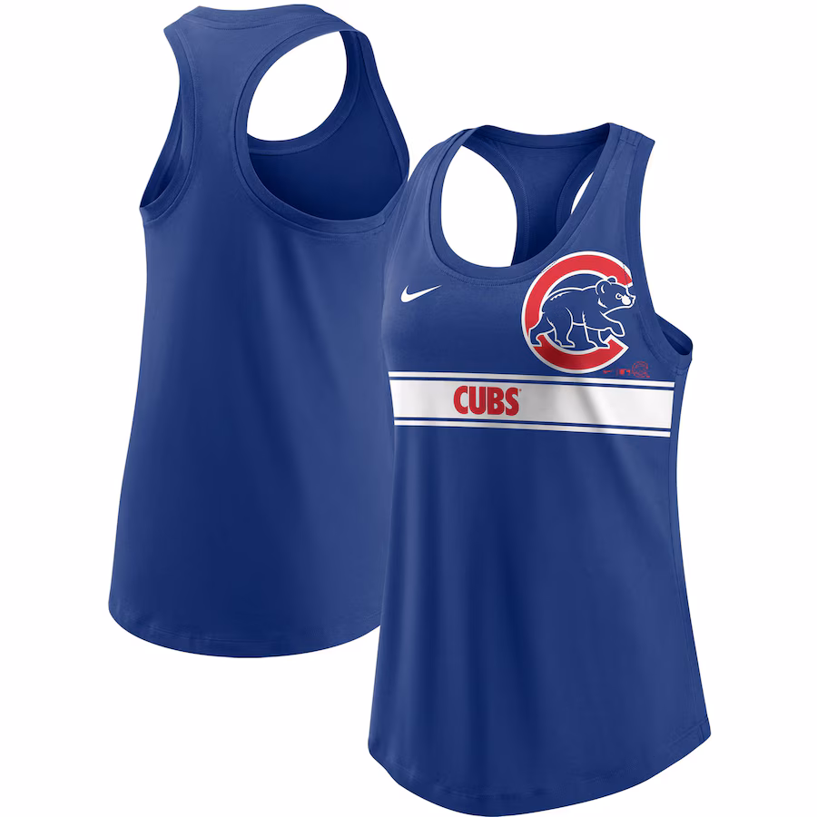 Women's Chicago Cubs Nike Royal Cropped Logo Performance Racerback Tank Top