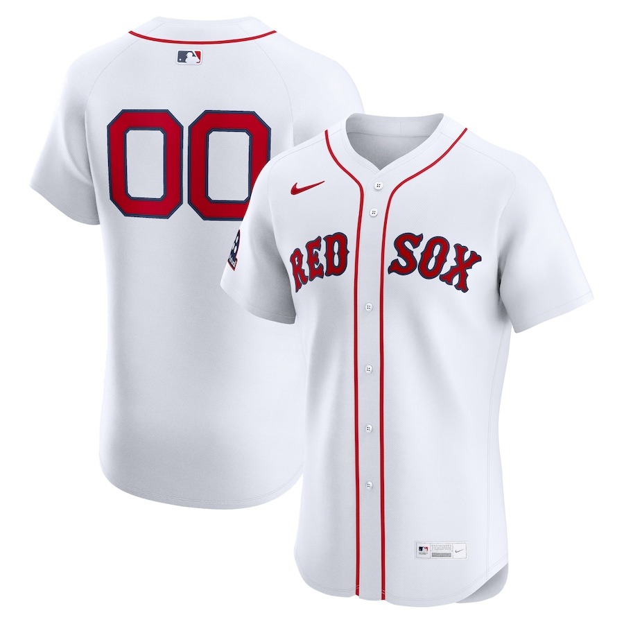 Men's Boston Red Sox Nike White Home Elite Sponsor Patch Custom Jersey
