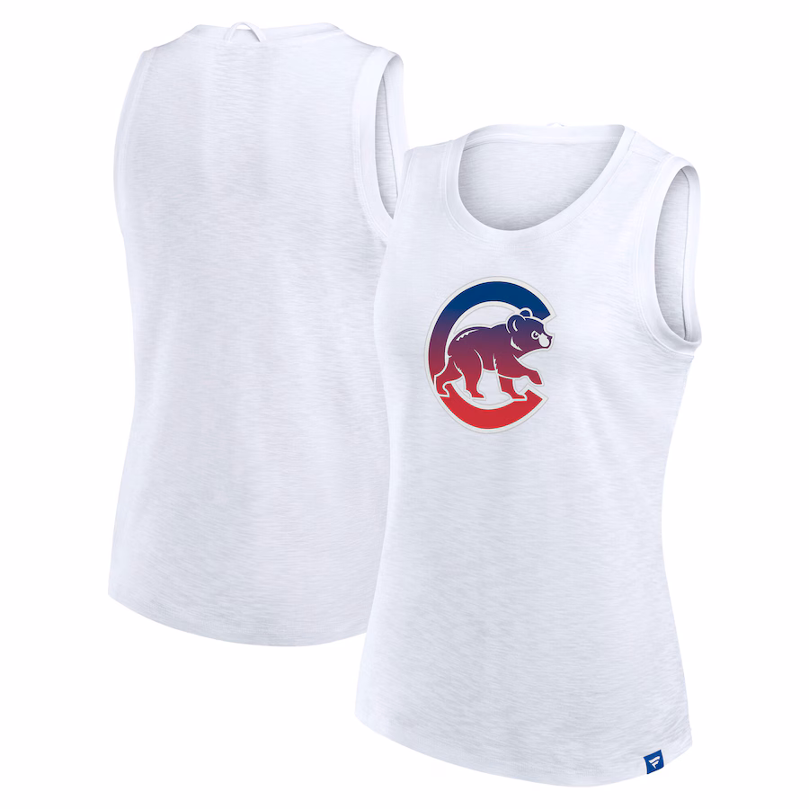 Women's Chicago Cubs Fanatics White Activate Slub Tank Top