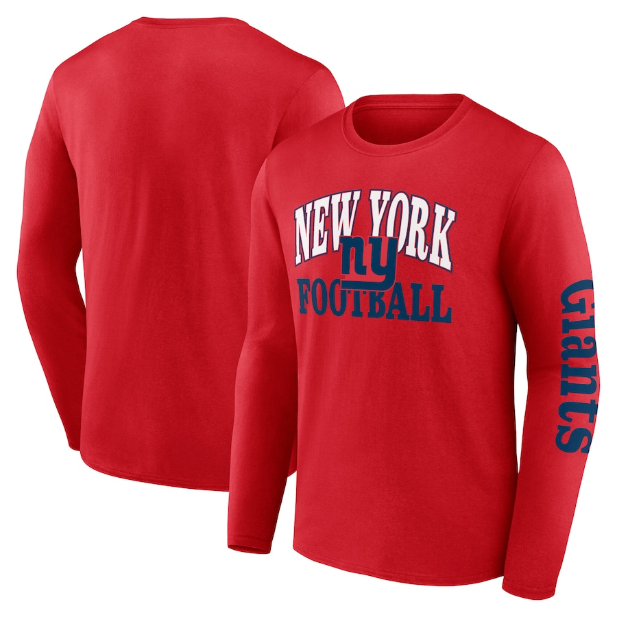 Men's New York Giants Fanatics Red Vintage Combo Up Two Long Sleeve T-Shirt