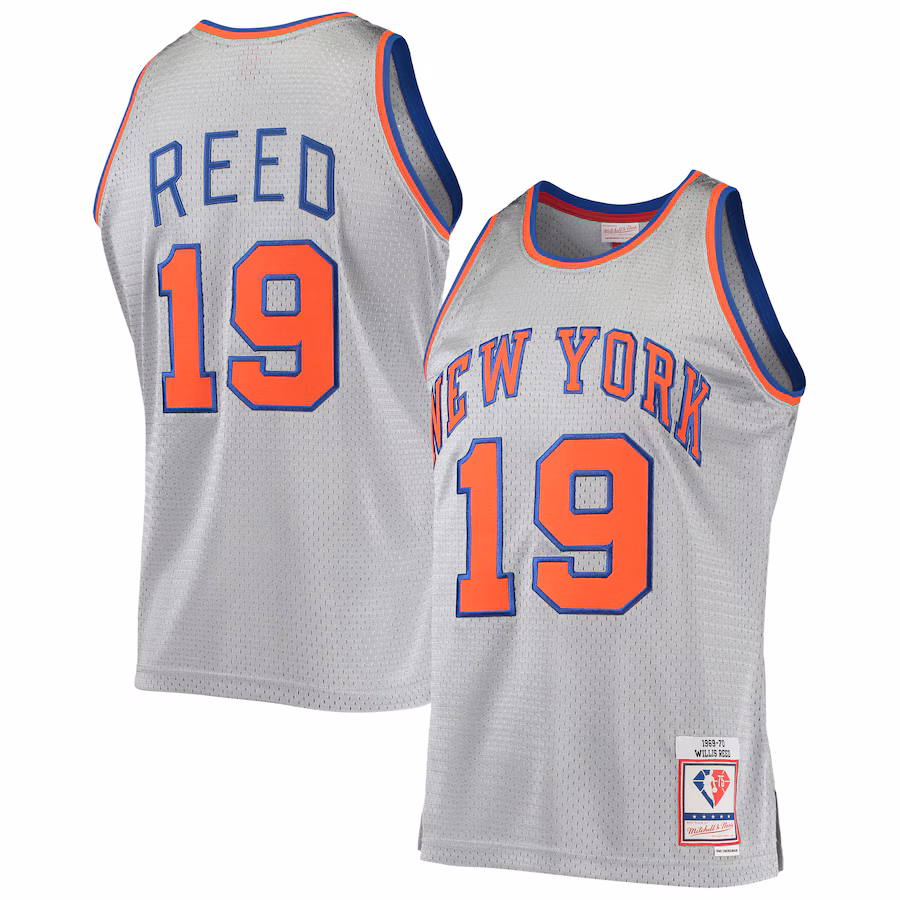 Men's New York Knicks Willis Reed Silver Mitchell & Ness 75th Anniversary 1969/70 Hardwood Classics Swingman Jersey
