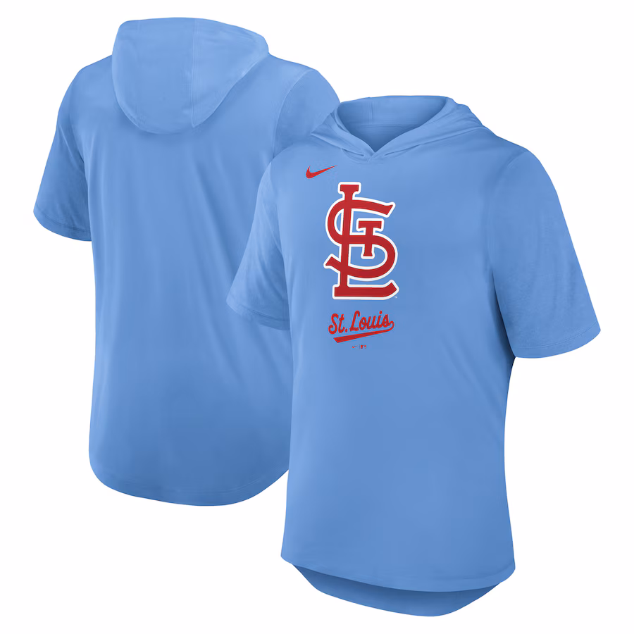 Men's St. Louis Cardinals Nike Light Blue Tri-Blend Hoodie T-Shirt