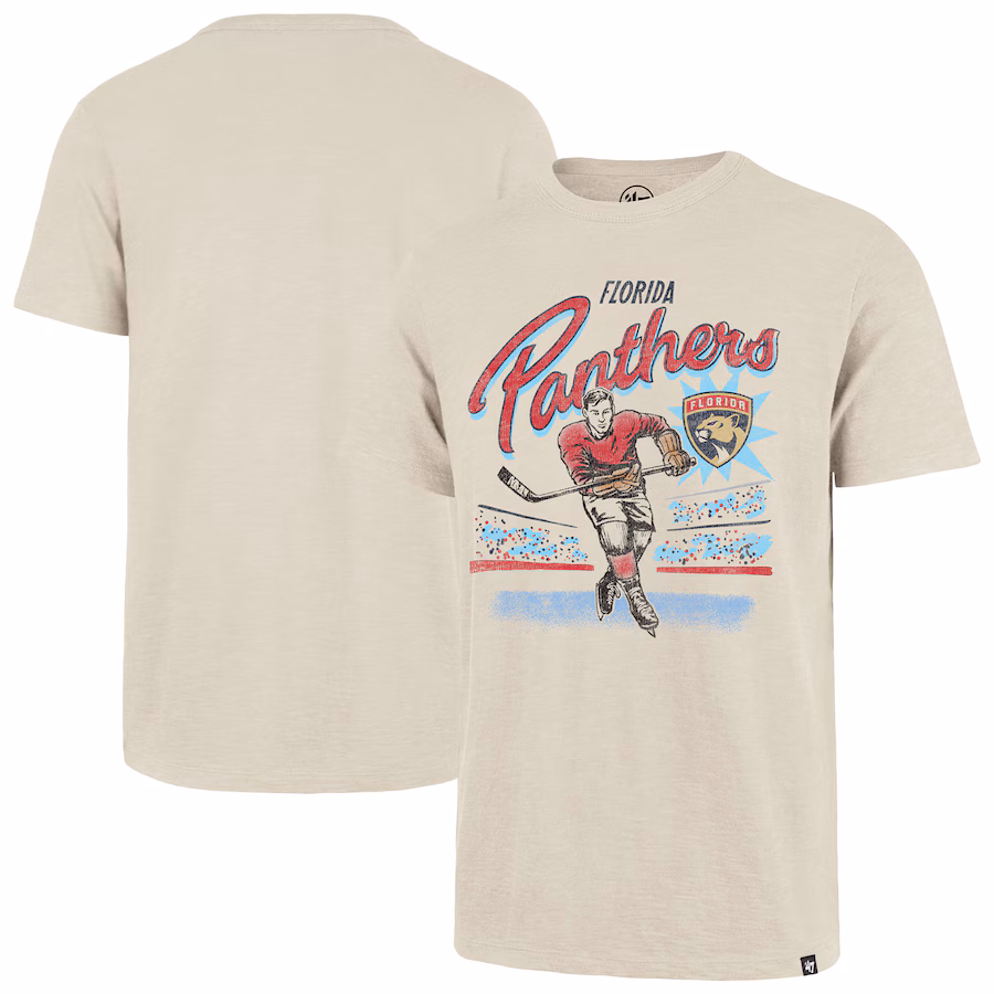 Men's Florida Panthers '47 Natural Hockey Player Golden Age Scrum T-Shirt