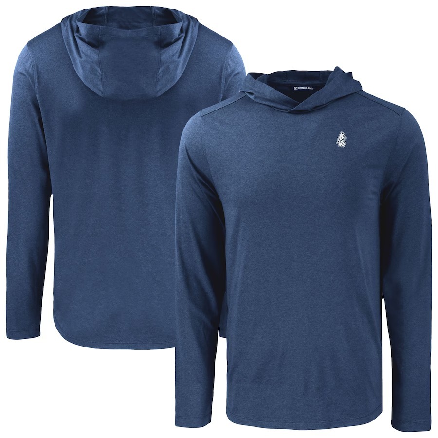 Men's Chicago Cubs Cutter & Buck Navy Coastline Epic Comfort Recycled Eco Hoodie Long Sleeve T-Shirt