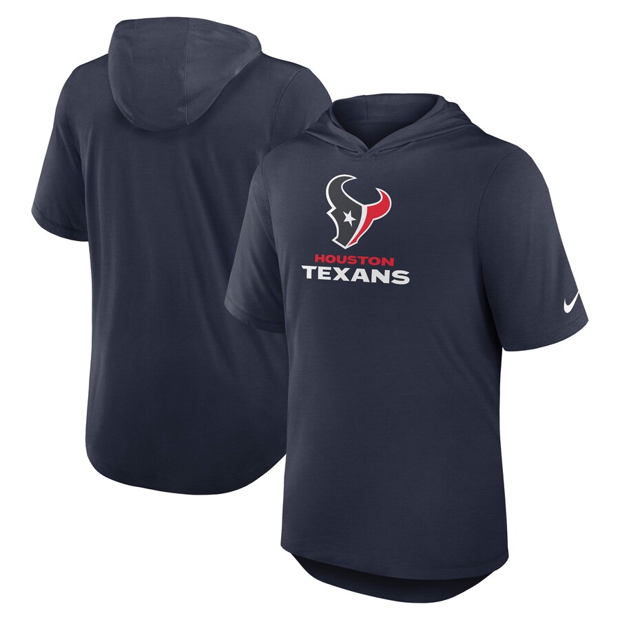 Men's Houston Texans Nike Navy Lockup Tri-Blend Hoodie T-Shirt