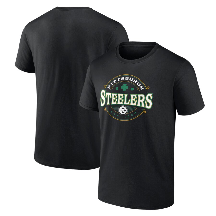 Men's Pittsburgh Steelers  Black St. Patrick's Day Lucky T-Shirt