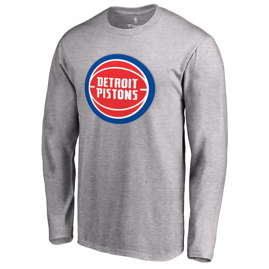 Men's Detroit Pistons Heather Gray Primary Logo Long Sleeve T-Shirt