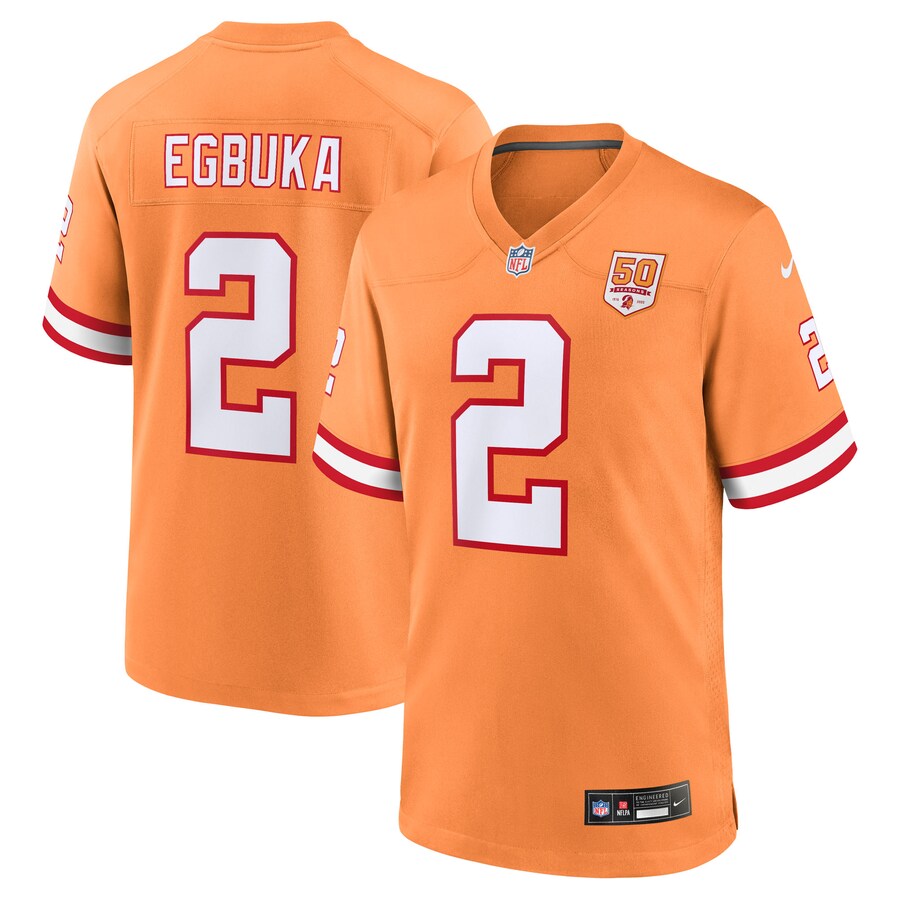 Men's Tampa Bay Buccaneers Emeka Egbuka Nike Creamsicle Alternate 2 50th Season Game Jersey