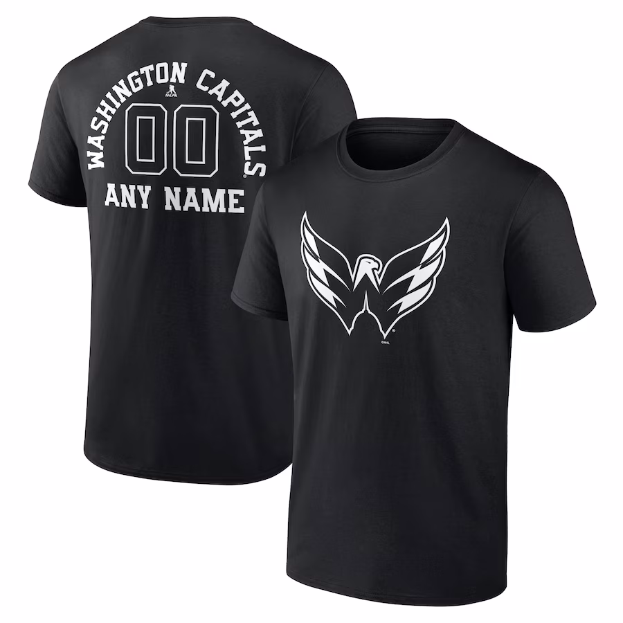 Men's Washington Capitals Black Personalized Name & Number Monochrome T-Shirt