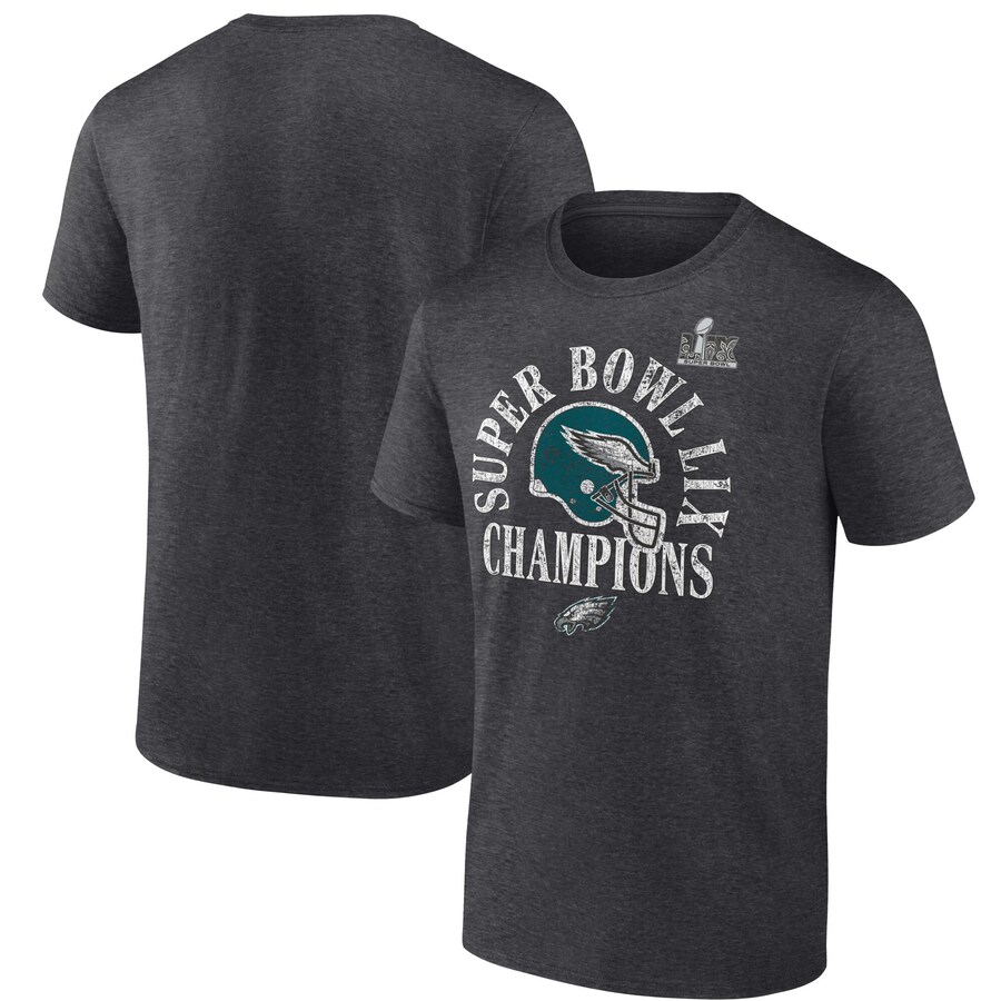 Men's Philadelphia Eagles Fanatics Heather Charcoal Super Bowl LIX Champions Big & Tall Ring Season T-Shirt