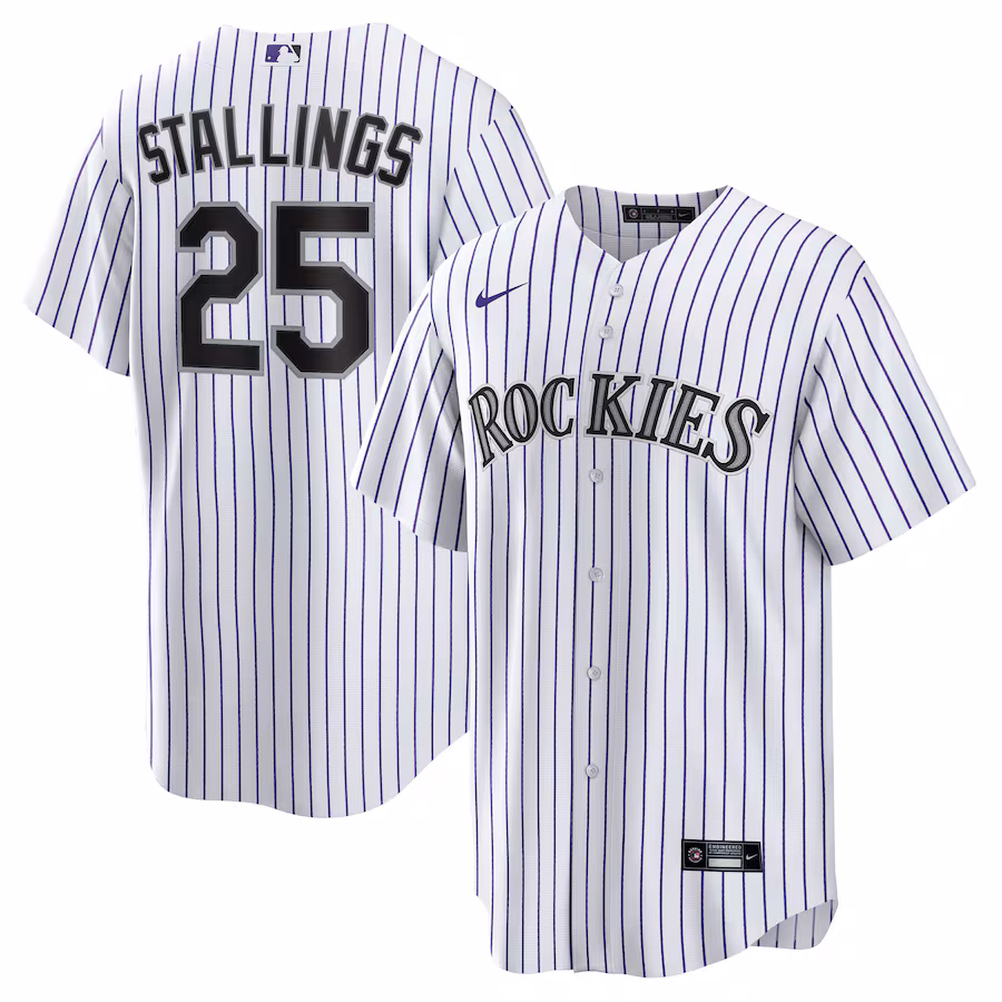 Men's Colorado Rockies Jacob Stallings Nike White Home Replica Jersey