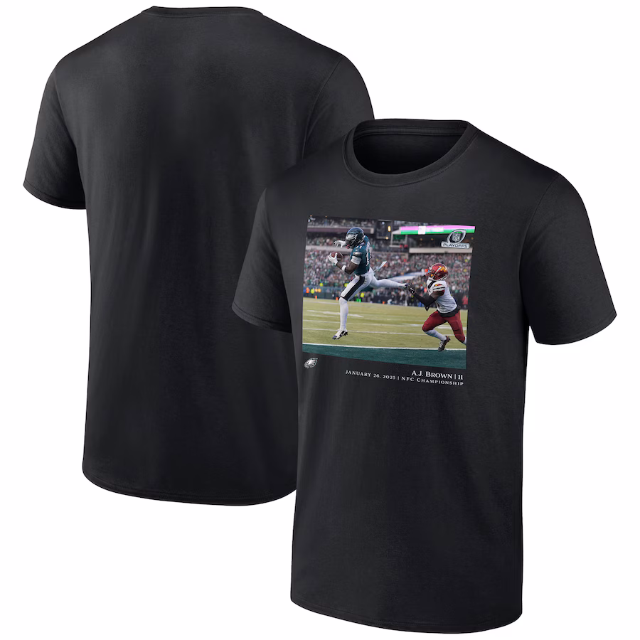 Men's Philadelphia Eagles A.J. Brown Black NFL Flash Features NFC Championship T-Shirt