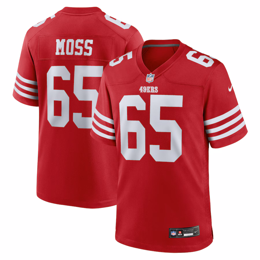 Men's San Francisco 49ers Drew Moss Nike Scarlet Team Game Jersey