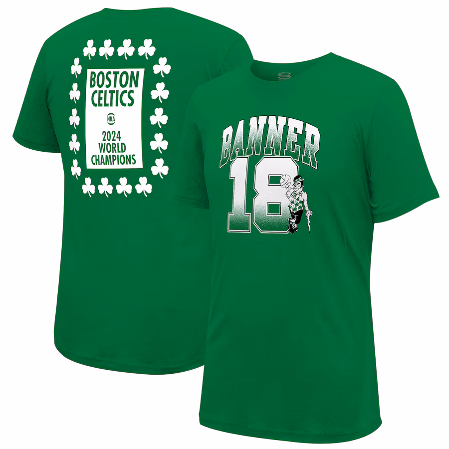 Men's Boston Celtics Stadium Essentials Kelly Green 18-Time NBA Finals Champions Banner 18 Play T-Shirt