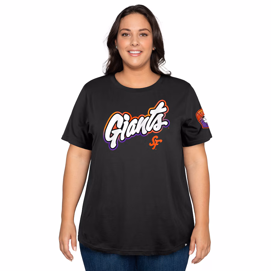 Women's San Francisco Giants New Era Black 2025 City Connect Plus Size T-Shirt