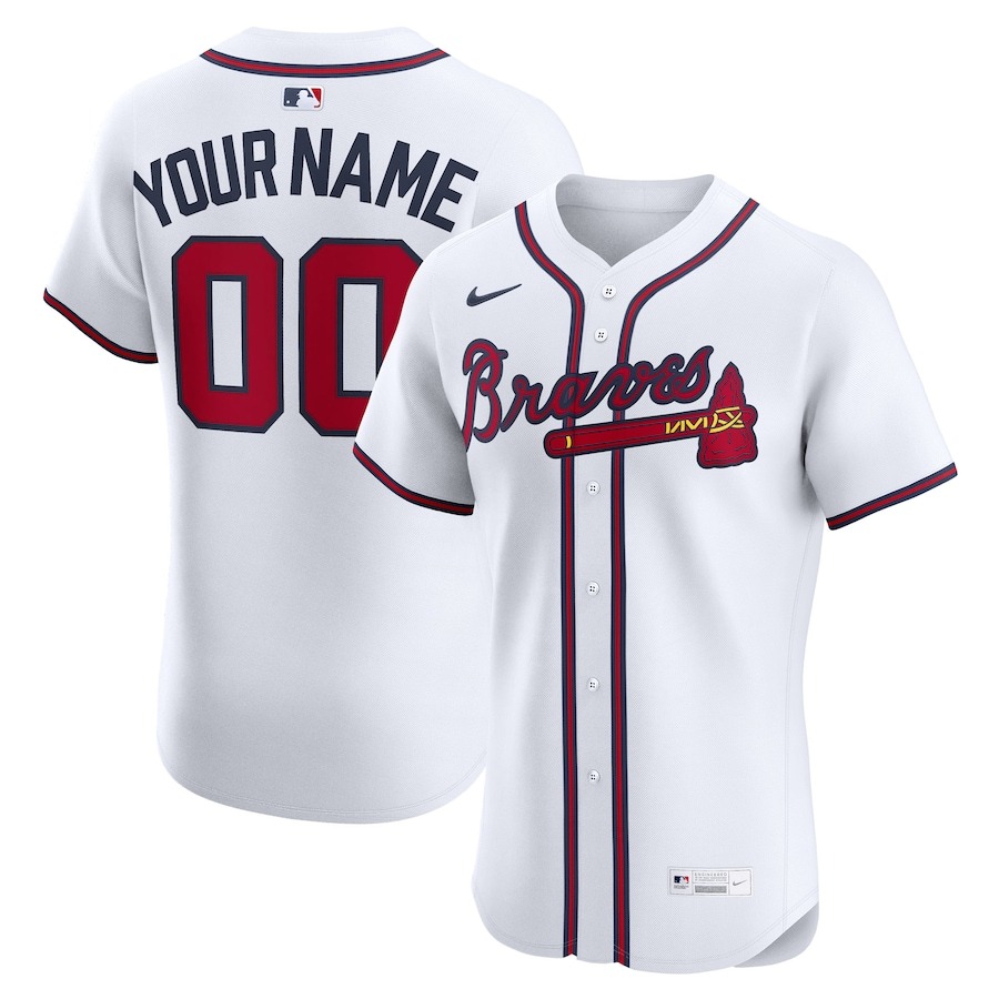 Men's Atlanta Braves Nike White Home Elite Custom Jersey