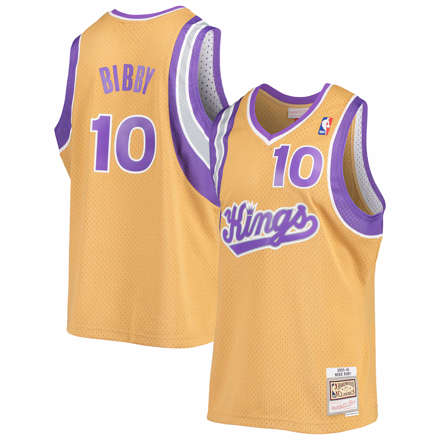 Men's Sacramento Kings Mike Bibby Mitchell & Ness Gold 2005/06 Hardwood Classics Swingman Jersey