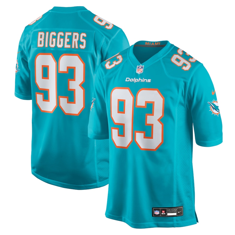 Men's Miami Dolphins Zeek Biggers Nike Aqua Team Game Jersey
