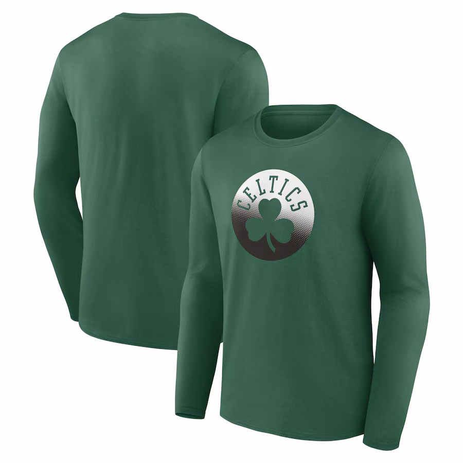 Men's Boston Celtics Kelly Green Gradient Logo Long Sleeve T-Shirt