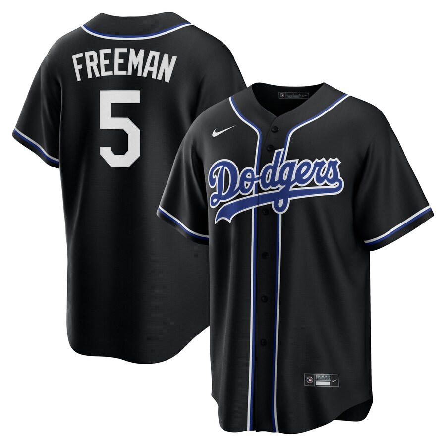 Youth Los Angeles Dodgers Freddie Freeman Nike Black Lights Out Replica Player Jersey