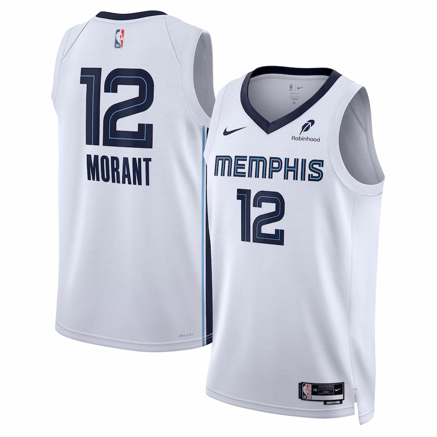 Unisex Memphis Grizzlies Ja Morant Nike White Swingman Badge Player Jersey - Association Edition