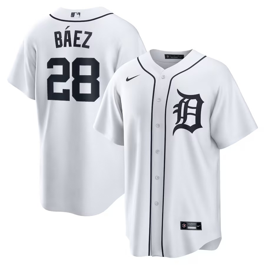 Men's Detroit Tigers Javier Baez Nike White Home Replica Player Jersey
