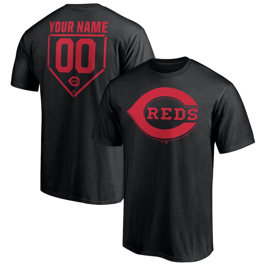 Men's Cincinnati Reds Black Personalized RBI Logo T-Shirt