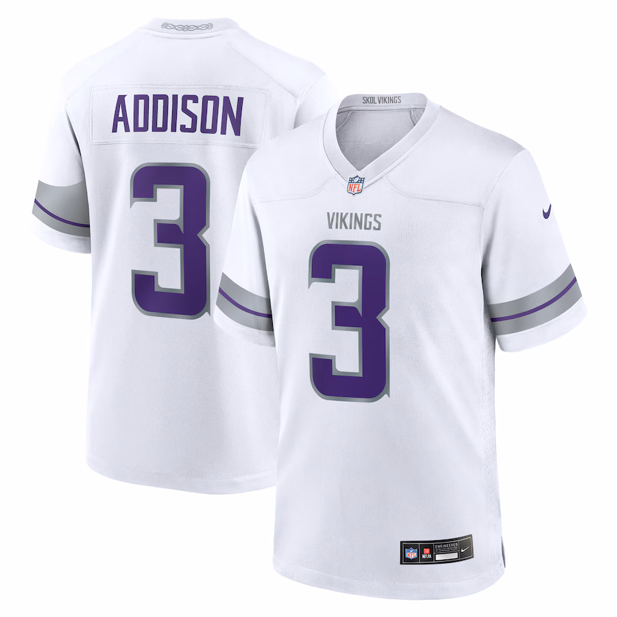 Men's Minnesota Vikings Jordan Addison Nike White Alternate Game Player Jersey