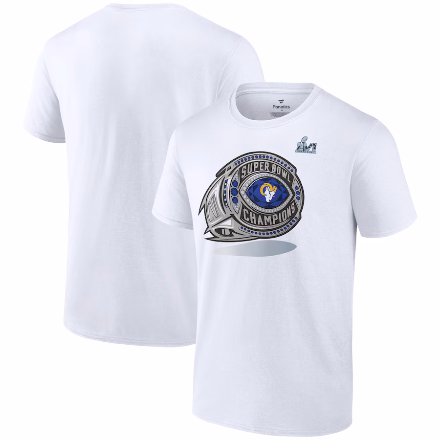 Men's Los Angeles Rams Fanatics White Super Bowl LVI Champions Ring T-Shirt